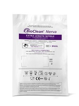 Luva para Sala Limpa Nitrílica BioClean Nerva Bag