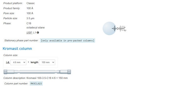 MH3CLA15-Coluna-Kromasil-HPLC-C18-150x4.6mm-3.5μm-100A