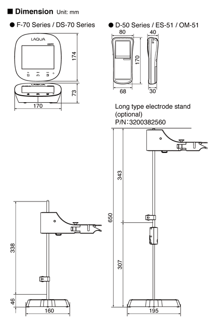 Estante para Eletrodo serie F-70L dimensões